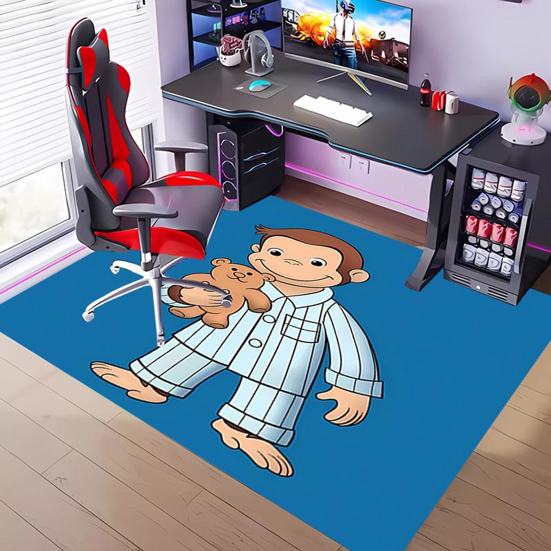 1pc Curious George Entrance Mat, Non-Slip Mat Area Rug,Room Decor, Outdoor Decor, Kitchen Rug,Doormat - Machine Washable, Easy to Clean