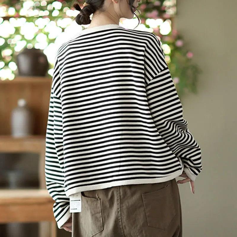 Cotton Jacket Women Summer Long Sleeve Striped Women's Dress Comfortable Stretchy Loose Short Jacket Women