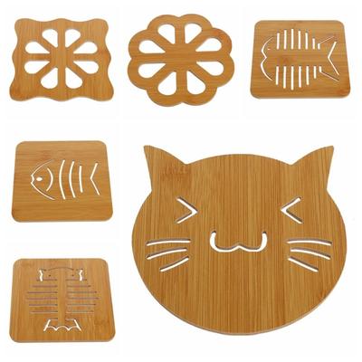 Creative Wooden Insulated Coaster Thicken Hollow Table Mat Non-slip Portable Cup Mat Home Decoration
