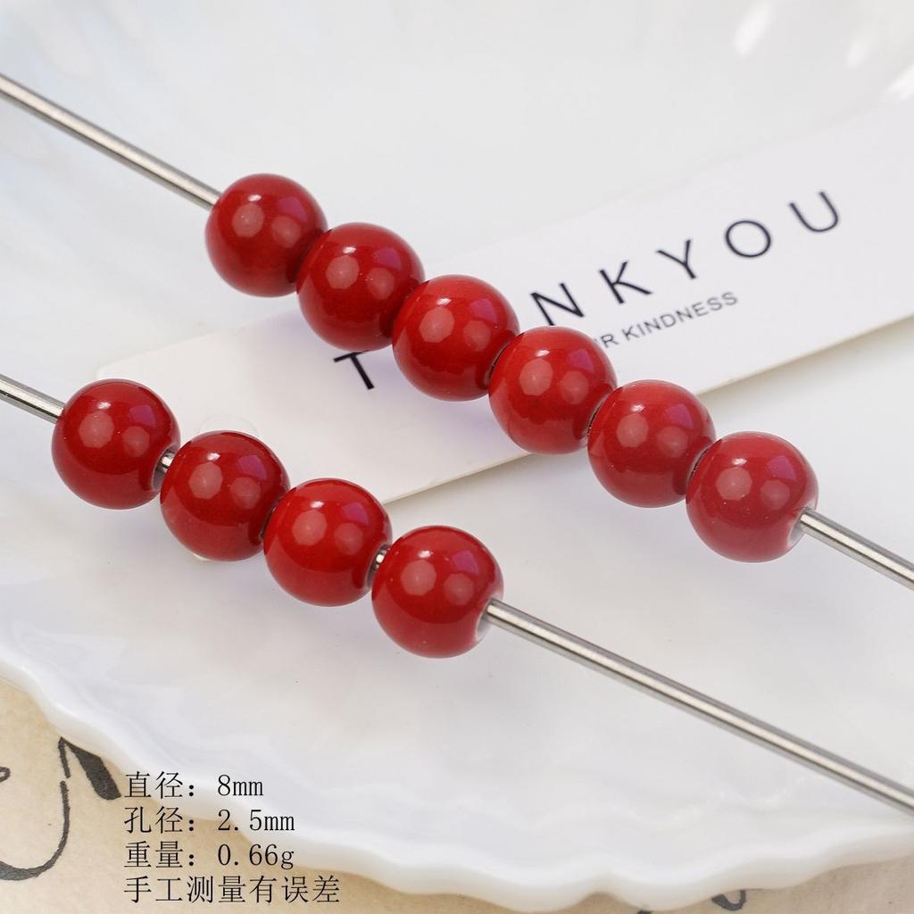 Ceramic Loose Beads Chinese Red Beads Handmade DIY Necklace Loose Beads Accessories