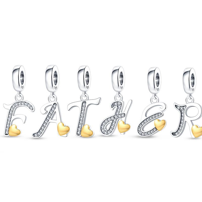 Copper English 26 Letters A-Z Zircon Charm Heart Crown For 3Mm Original Fashionable Bracelet Jewelry Piece Do-It-Yourself You Want