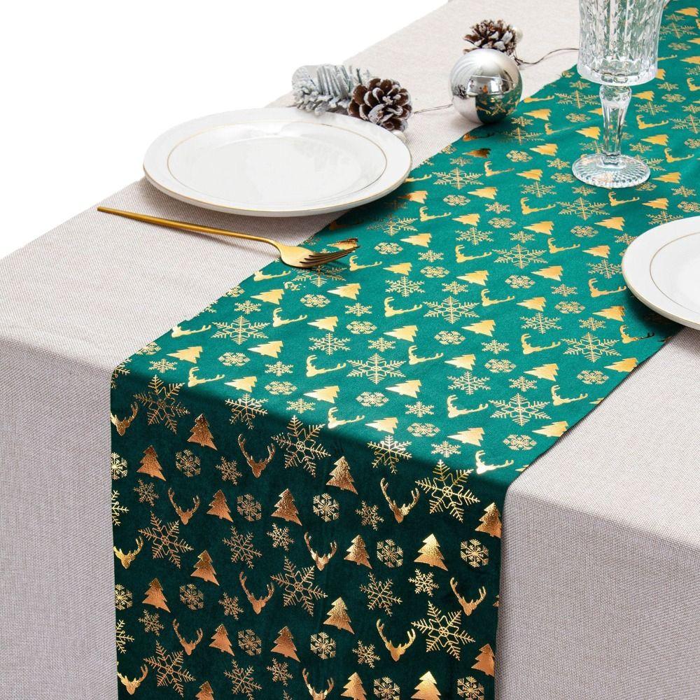 Snowflake Printed Christmas Tablecloth Home Supplies Table Flag Table Runner  Winter Holiday