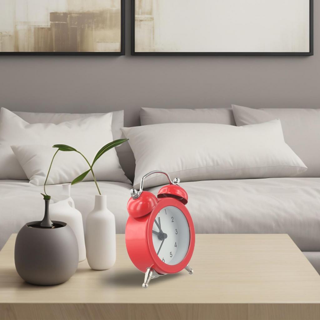 Alarm Clock Classic Double Bell Glass Lens PVC Clock Face