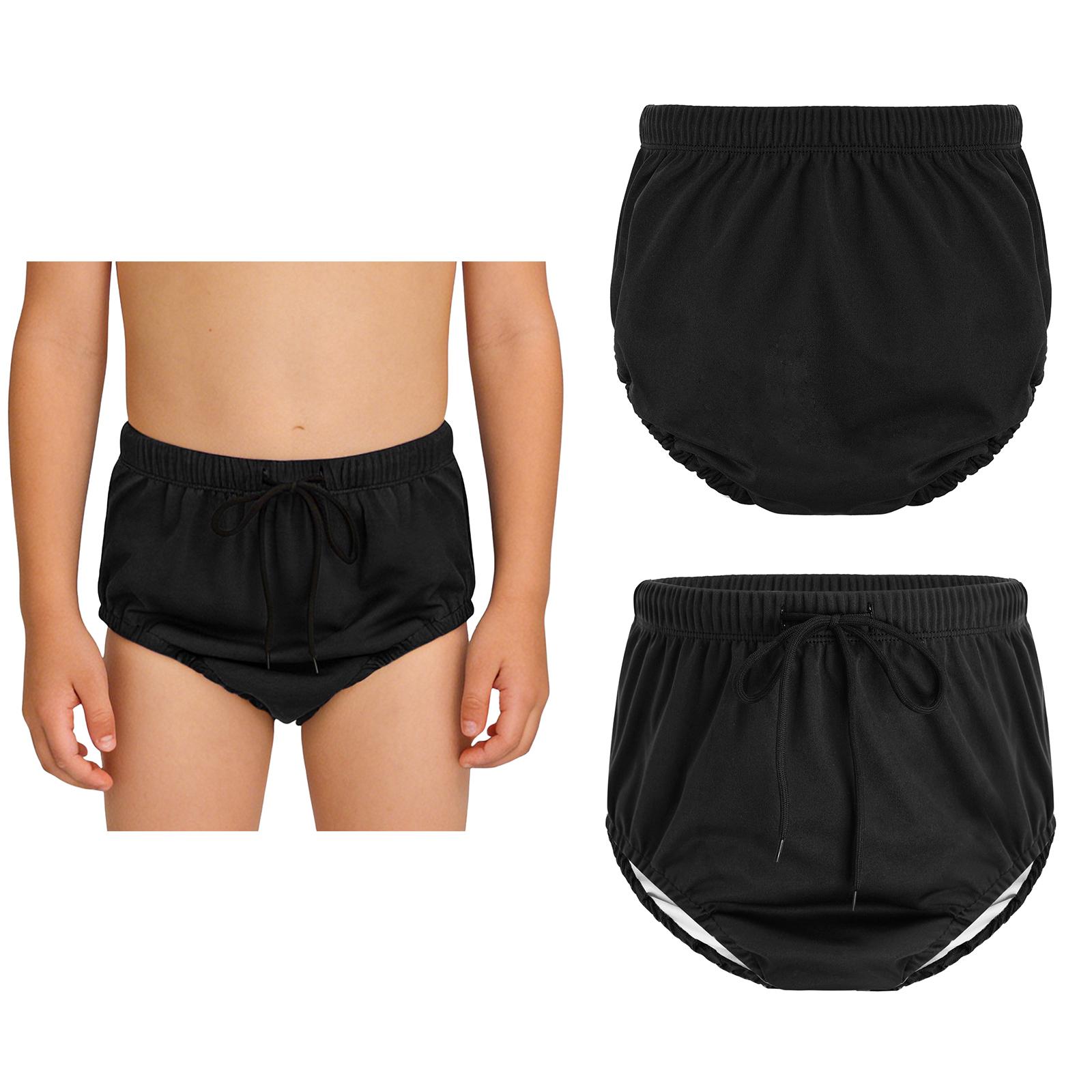Scutec de înot pentru incontinență unisex pentru copii, lavabil, reutilizabil, cu șnur, talie elastică, costum de baie pentru băieți și fete cu nevoi speciale 3-5 Years negru