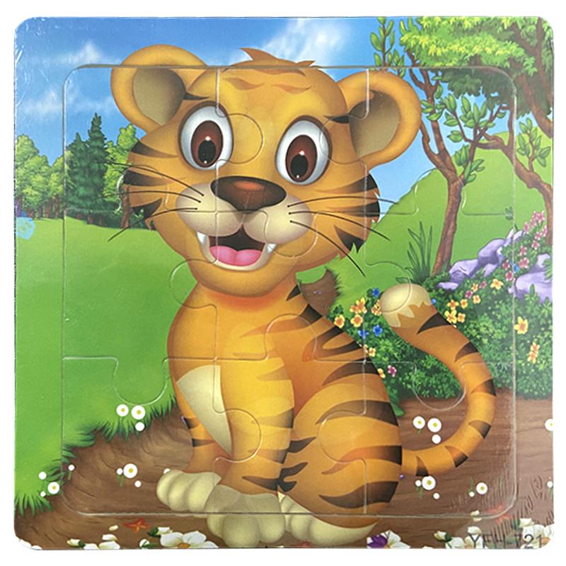 9pcs Kids Wooden Animal Puzzle Cute Cartoon Animal Puzzle Toys Early Educational Montessori Toys for Children