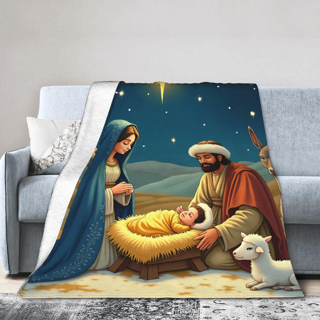 Christmas Story Jesus Is Born Blankets Quality Super Soft  Bedding Throws Winter Girls Boys Couch Chair Fluffy Bedspread