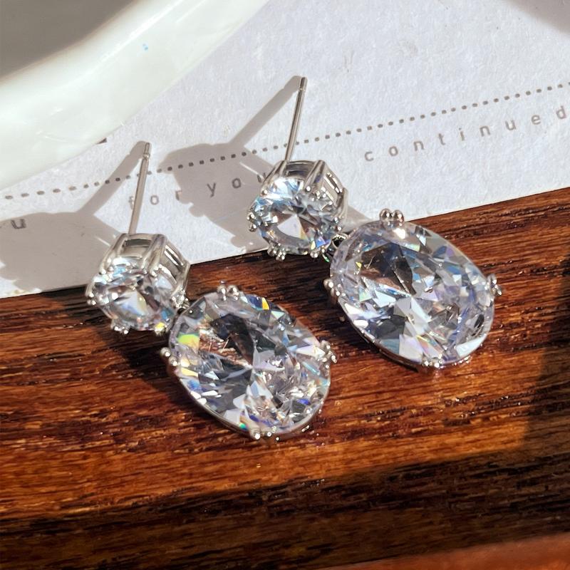 Elegant Temperament Female Accessories Drop Earrings Multicolor Rhinestone Earrings Oval Earrings Women Jewelry Gift