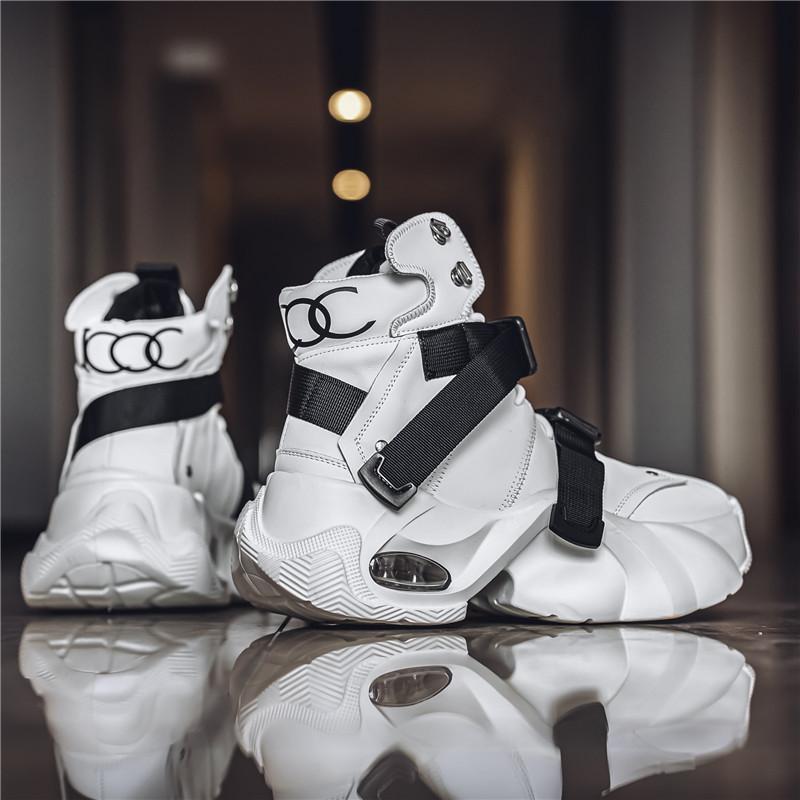 New Men's Shoes Platform-soled Trend Versatile High-top Casual Shoes Men's Non-slip Dad Shoes Wear-resistant Transportation
