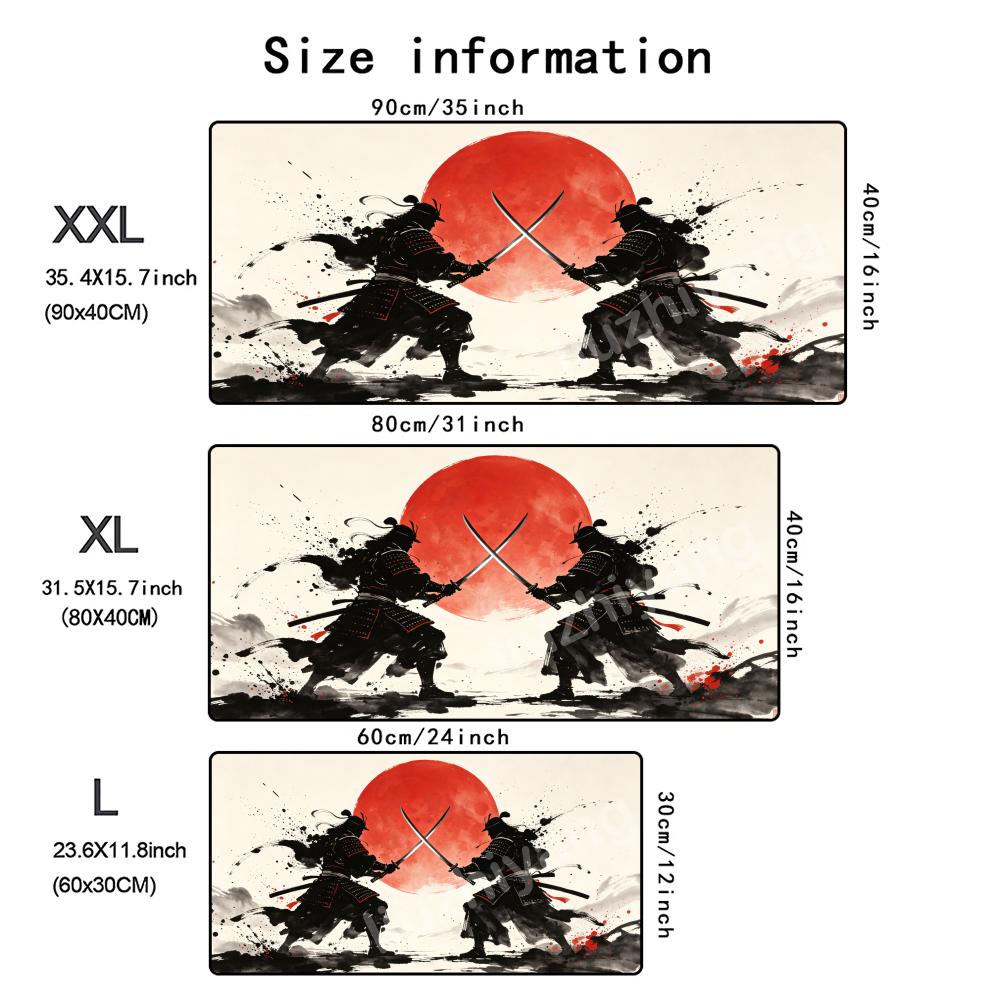 Cherry Blossom Samurai Mouse Pad Large Computer Office Game Table Mat Rubber AntiSlip Stitched Keyboard Mat 90x40 Pads