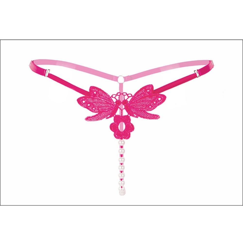 [Free Shipping] 4 Gift Boxes, Sexy Thong Women's Embroidered Pearl Massage Underwear Transparent Low-rise T-pants