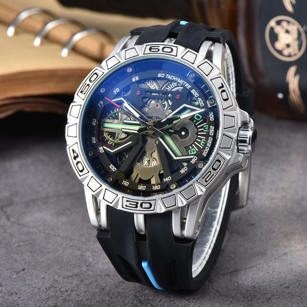 2025 New Business Leisure Large Dial Six-Pin Multifunctional Quartz Watch Personalized Men's Watch Engraved Pattern Watch