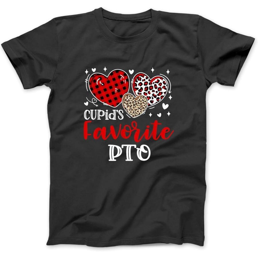

Valentine s Day Cupid s Favorite PTO Heart Leopard T-Shirt, Sweatshirt, Hoodie for Men Women Kids Made in Canada Black XXXXXL різнокольоровий