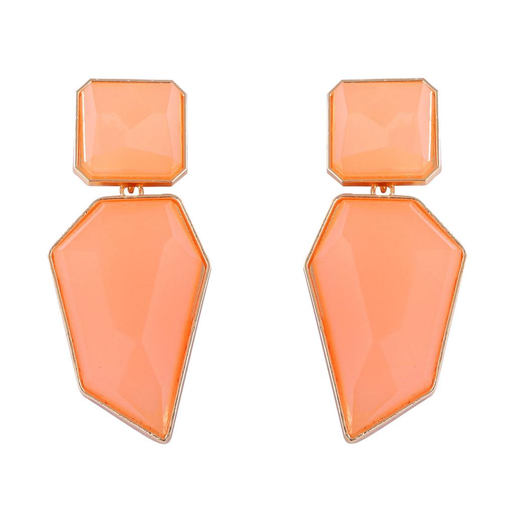 European and American Exaggerated Simple Fashion Alloy Geometric Color Resin Earrings Temperament Versatile Women's Earrings