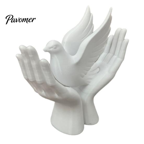 Housewarming Gift 3D Printed Peace Pigeon on Hands Ornament, Minimalist Statue, Decorative Desktop Art Ornament Hand Sculpture with Stable Base
