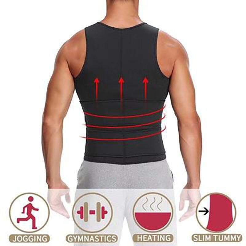 Men's Double Belt Shapewear Vest with Sweat-Inducing Rubber Corset - Ideal for Waist and Abdomen Support
