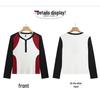 Women's Slim Fit Color Block Long-Sleeve Top with Half-Open Collar for Spring & Autumn 2025