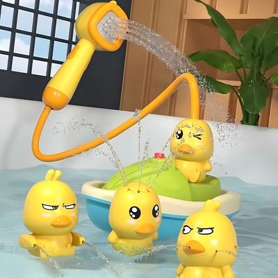 Junges Enten Badespielzeug mit verstellbaren Sprühdüsen Ein-Knopf-Batteriebetrieb Interaktives Badespielzeug für junge Leute,