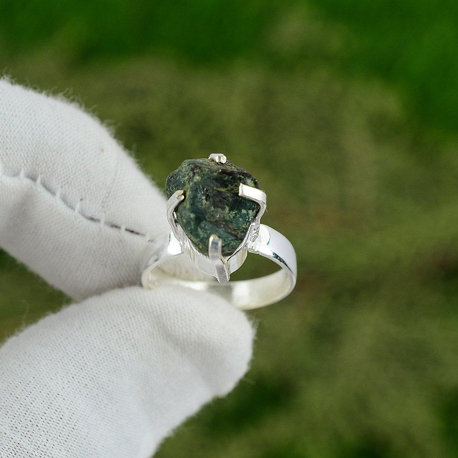 Natural Aquamarine Gemstone Statement Blue Ring Size 6.75 925 Sterling Silver