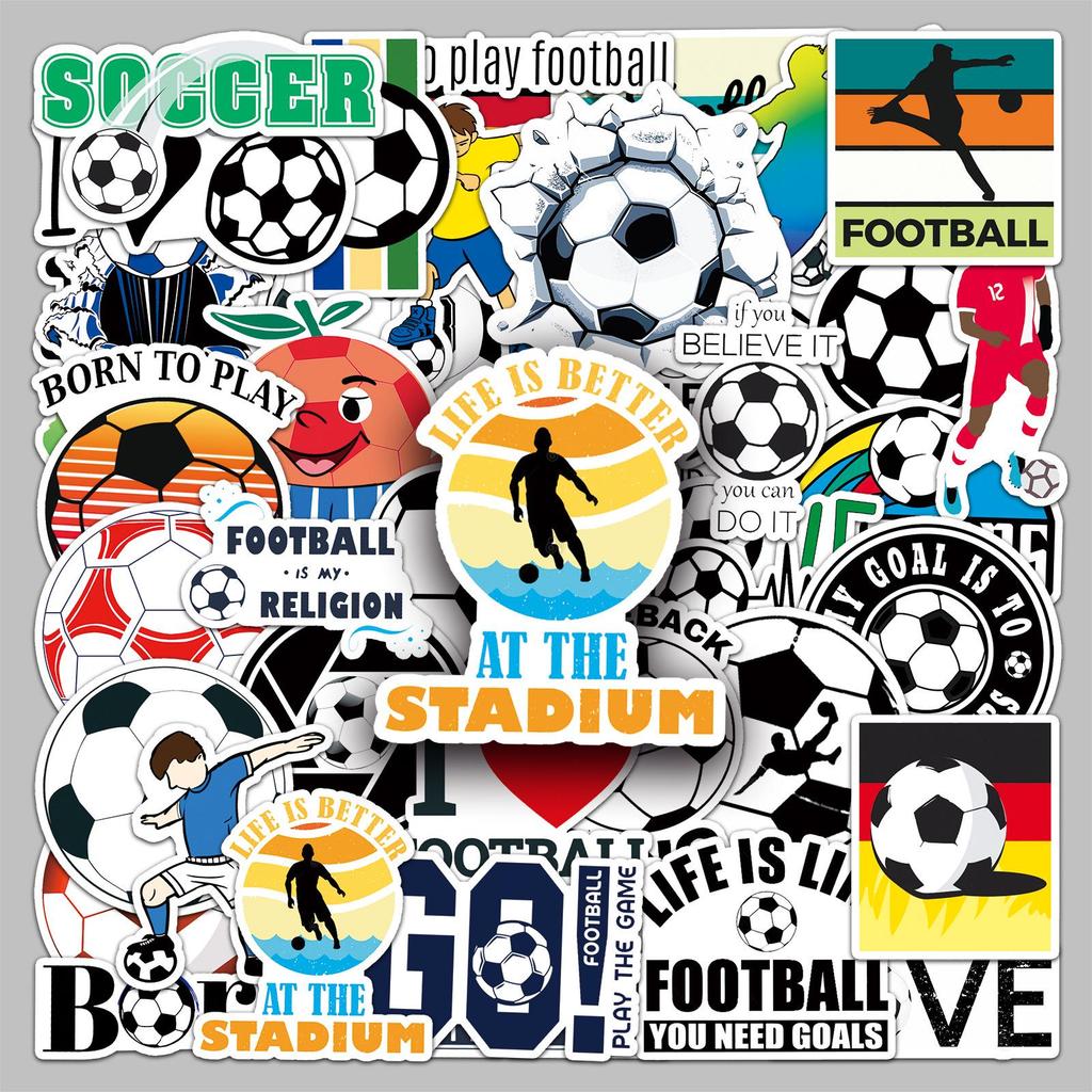 Waterproof Football Sports Card Stickers: 50-Pack for Luggage, Scooters, Laptops & Helmets
