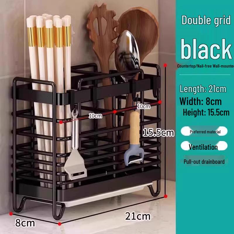 Stainless Steel Wall-Mounted Chopstick and Spoon Holder