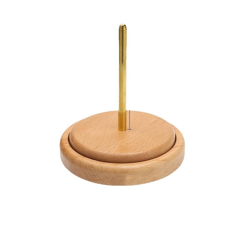 Wooden Yarn Winder Stand, Rustic Round Battery-Free Spool Holder for Knitting, Crochet, Crafts, Art Supplies, Light Brown