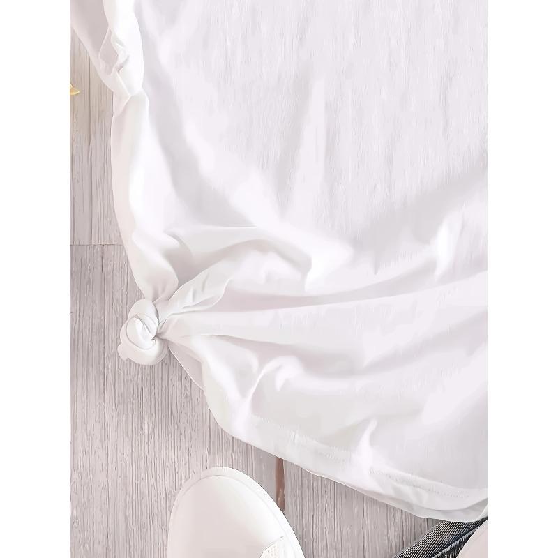 Women'S Casual And Comfortable Short-Sleeve T-Shirt with a Round Neck Featuring a Letter Shark Print