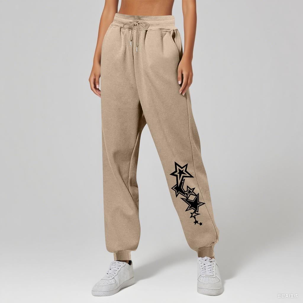 Ladies' Printed Unisex Casual Pocket Drawstring  Pants