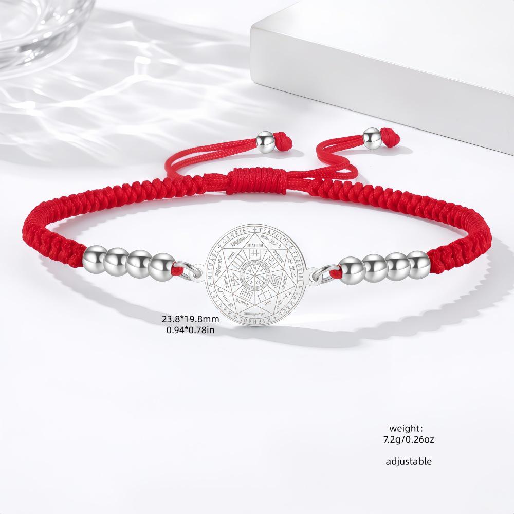 Solomon's Seven Archangels Adjustable Bracelet with Stainless Steel Beads - Couple's Luck Charm.