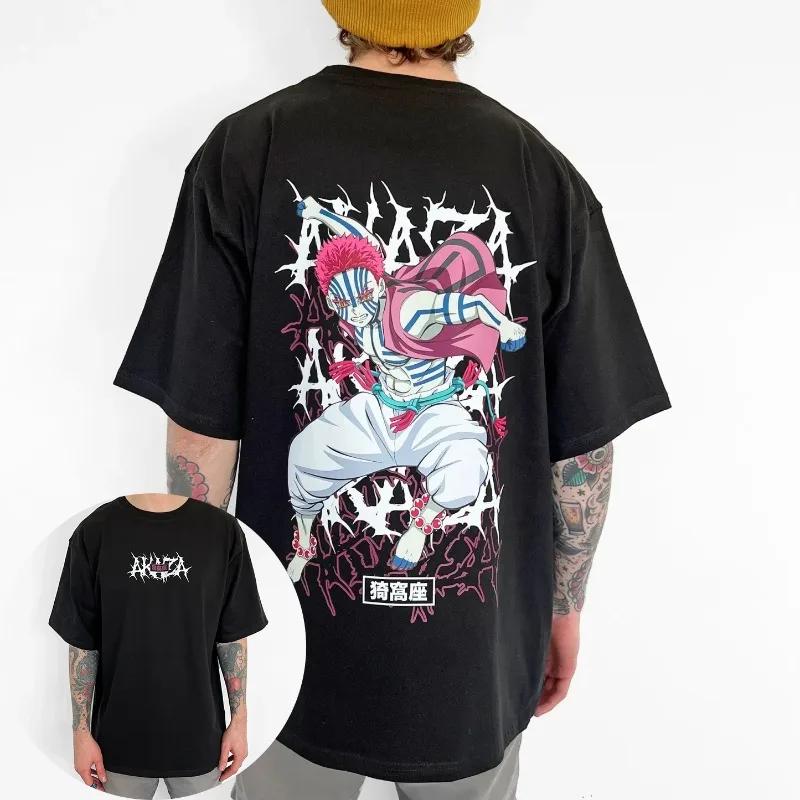 Hot Sale Anime Peripherals Demon Slayer Manga Graphic Print Short-sleeved Men Women Cotton Comfortable Soft Loose Casual Oversized Top Summer New Tee