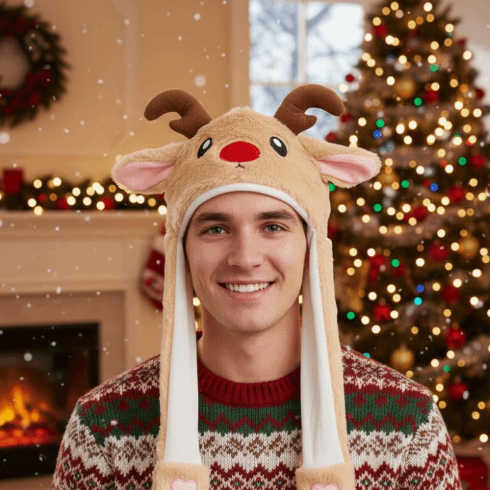Thickened Christmas Party Hats Cartoon Plush Hats Cute Santa Reindeer Party Headdress New Year