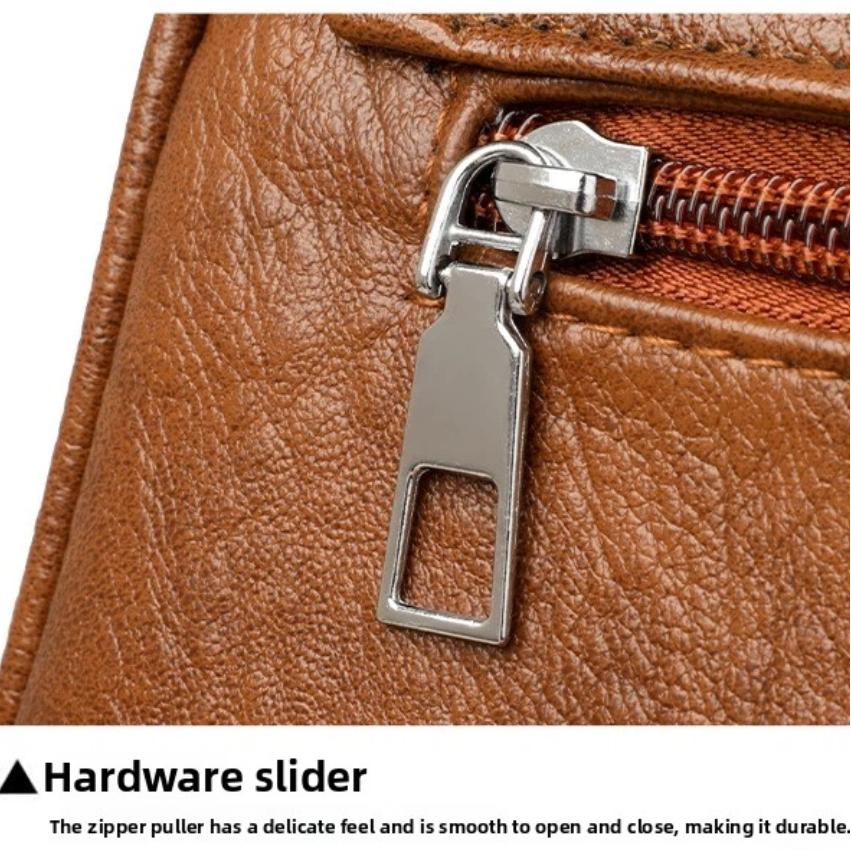 Bolsa Transversal em Couro com Cera de Óleo Retrô, com Textura e Sensação Vintage, Design de Aba Simples e Elegante, e Alça de Ombro Ajustável