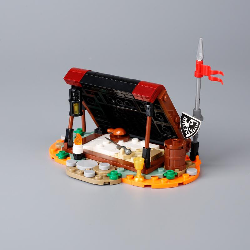 Medieval City MOC Building Blocks Soldier Figures Guard Tower Watchtower Hanging Cage Shield Weapon Accessory Bricks Kids Toys