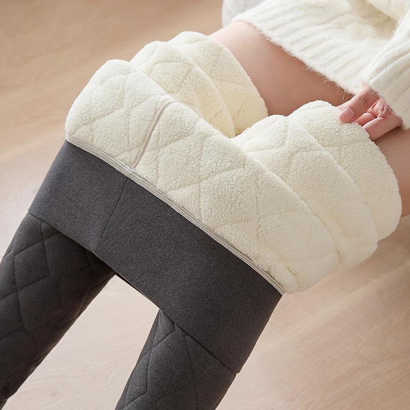 Cotton Pants Female Padded and Thickened Winter Outside Wearing De Down Bottoming Pants High Waist Lamb's Wool Warm Pants