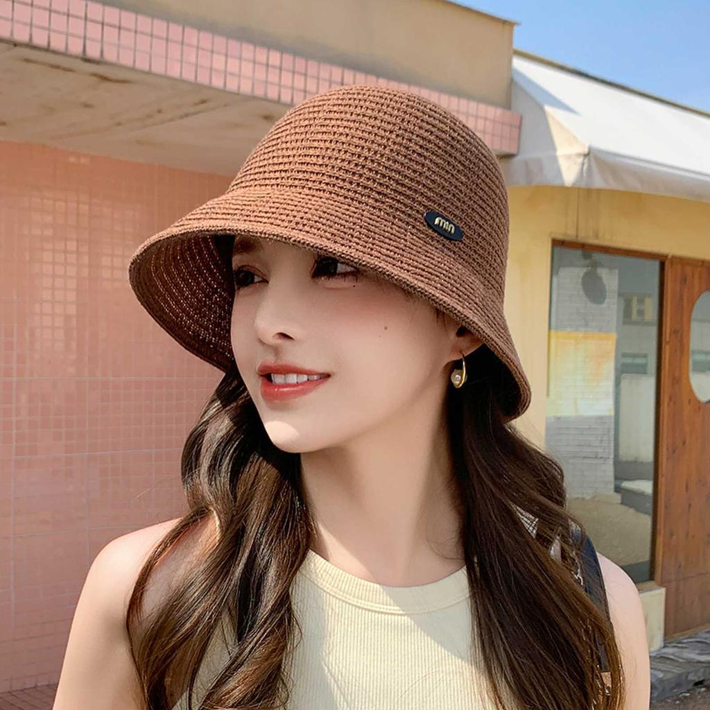 New Breathable Cotton Yarn Knitted Bucket Hat Women's Fashion Versatile Summer Outing Visor Casual and Elegant