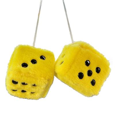 ENN LLC Car Decoration Rearview Mirror Dice Hanging Decoration Dice Plush Toy Hanging Dice Car (Golden Yellow)