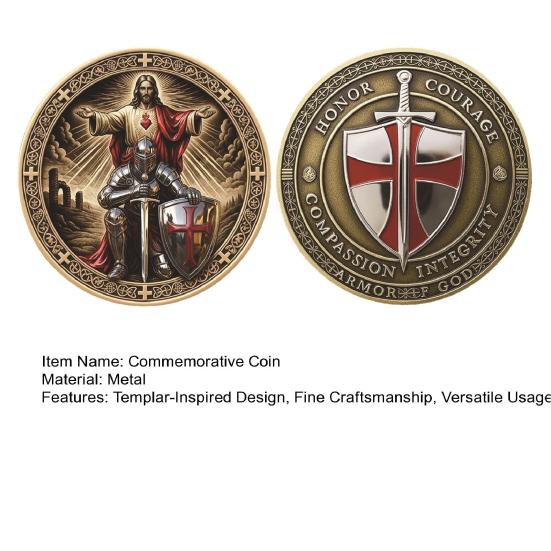 Helig Beskyddare Kristet Utmaningsmynt Riddare Bön Design Minnesmynt Tro Symbolik Andlig Gåva