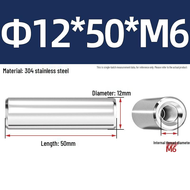 Pin Cilindric din Oțel Inoxidabil 304 cu Filet Interior M4/M6/M8 și Orificiu - Coloană de Suport și Ghidare