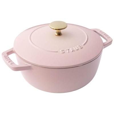 Staub Sorbet Rose M støbejern emaljeret ris 2 IH-kompatibel japansk Sorbet Rose "Wanabe 18cm" Lyserød, dobbeltgrebs, jern, gryde, komfur, kopper, [Officiel
