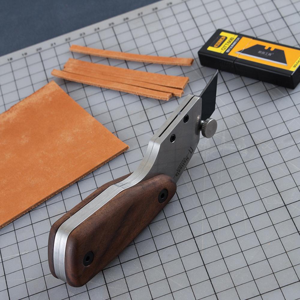 1Pcs Nat Handmade DIY Cutting Knife Sharp Blade Stainless Steel Leather Cutting Tools Walnut Handle Advanced Leather Making Tool