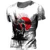 Trend Japanese Samurai Graphics T-shirts Summer Fashion Short Sleeve Mens Kids 3D Printed T Shirts Casual Loose Harajuku Tees