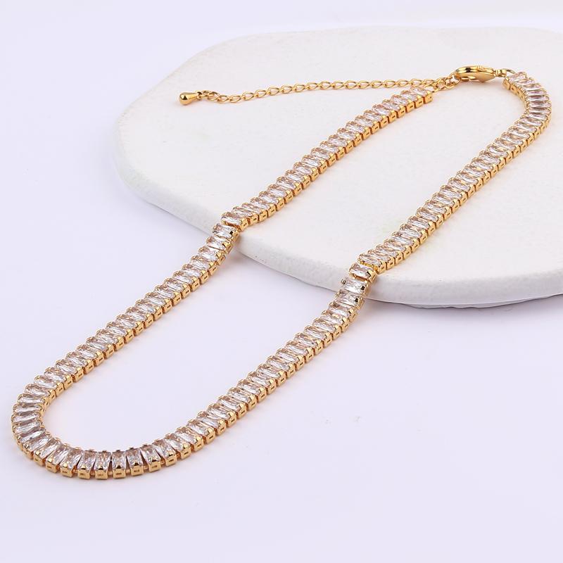 Mix Fashion Summer Colorful Rainbow Women Girl Jewelry 5A Cubic Zirconia Delicate Gold Filled Charm Tennis Chain Necklaces