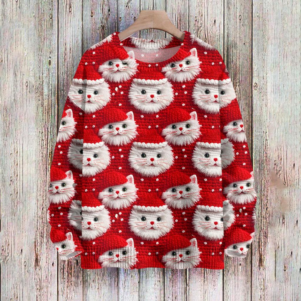 Weihnachts-Sweatshirts für Damen, Strickpullover, süßes Hemd, Herbst, Rundhalsausschnitt, Pullover, Tops