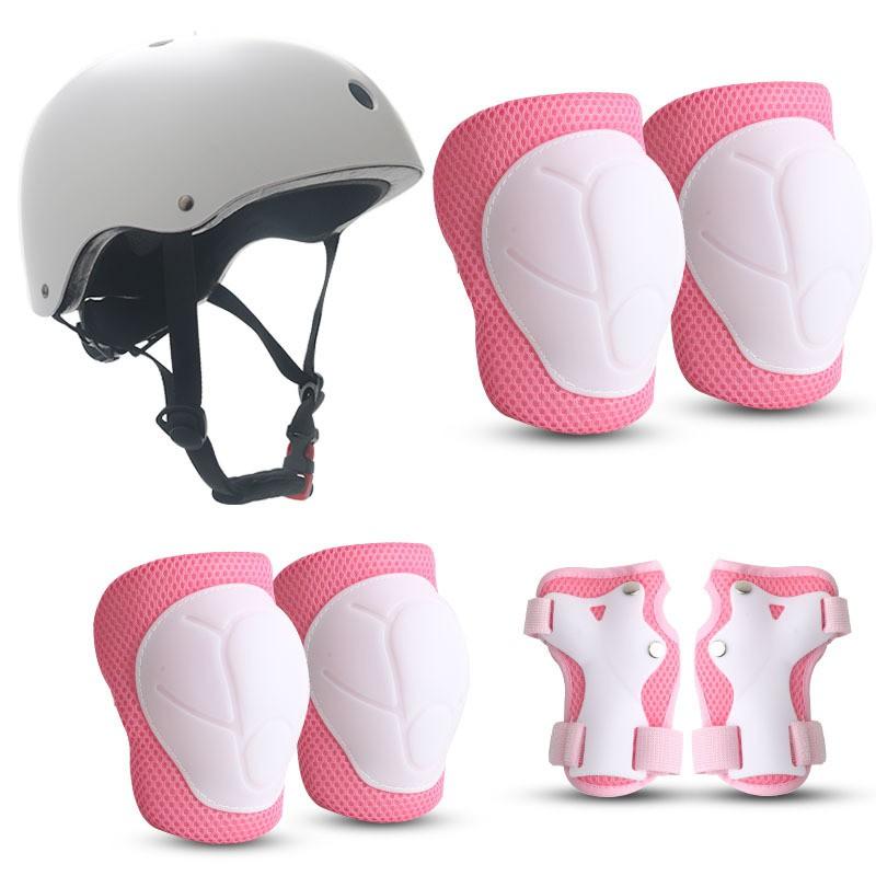 Kids Skateboarding Safety Gear Set With Helmet Knee Elbow Wrist Guards Roller Skating Scooter Cycling Outdoor Sports