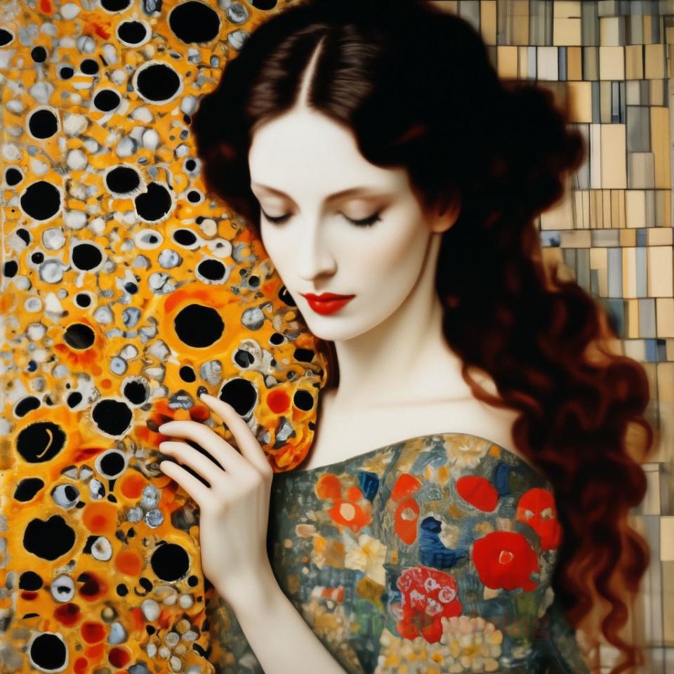 Gustav Climt Schönheit 5D DIY Diamantmalerei Neu 2024 Mädchen mit goldenem Haar Voll Quadratisch Rund Diamant Mosaik Stickerei Wanddeko