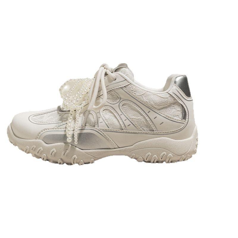 Leather Inner Height Increase Women's Shoes Platform White Shoes Summer New Mesh Breathable Casual