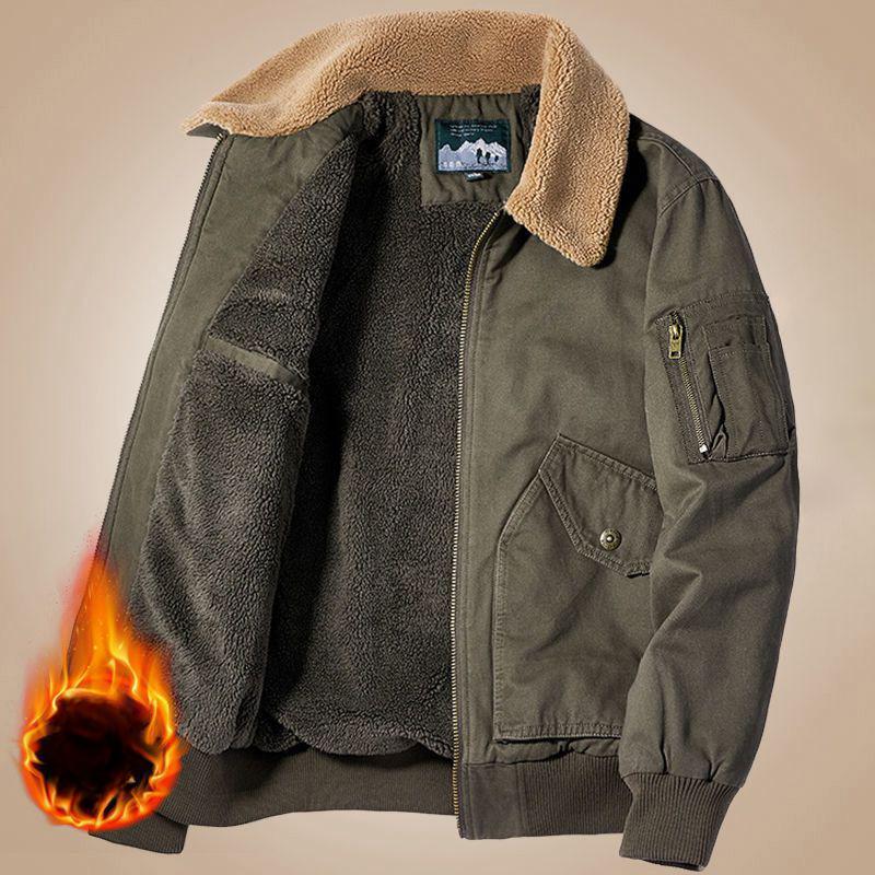 Giacca da aviatore in pile polare da uomo, giacca in pile spessa e calda, multitasche, abbigliamento da lavoro, giacca militare da papà di mezza età