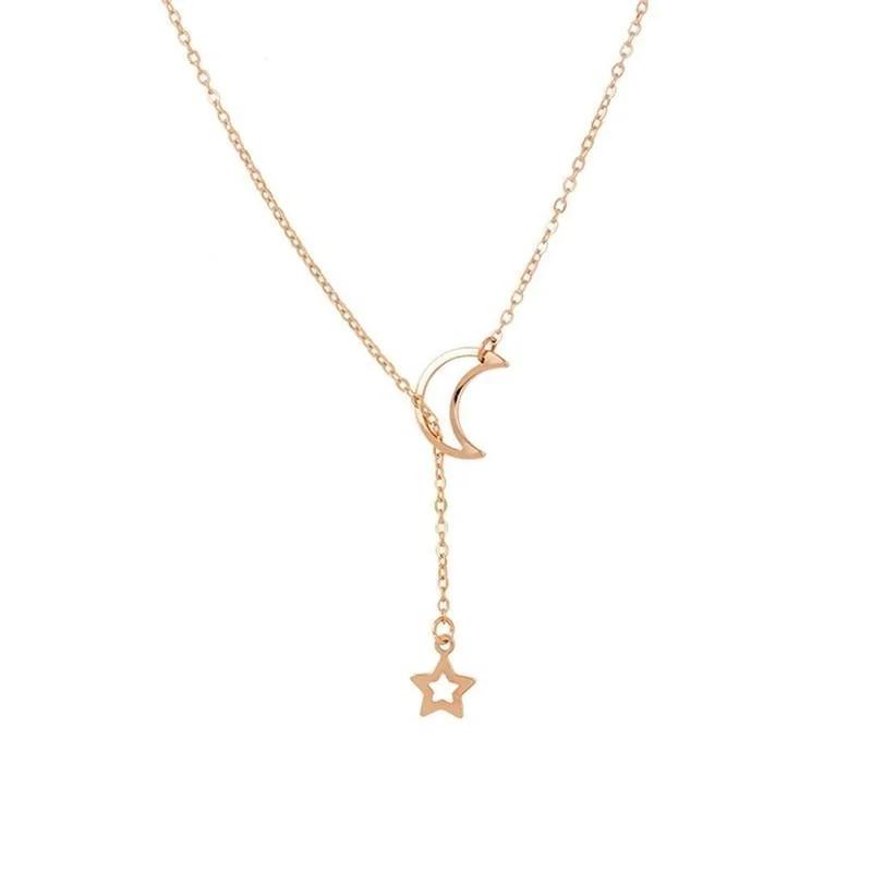 Personalized Korean Star Pendant Tassel Necklace for Women Hollow Star Moon Collar Sweater Necklace