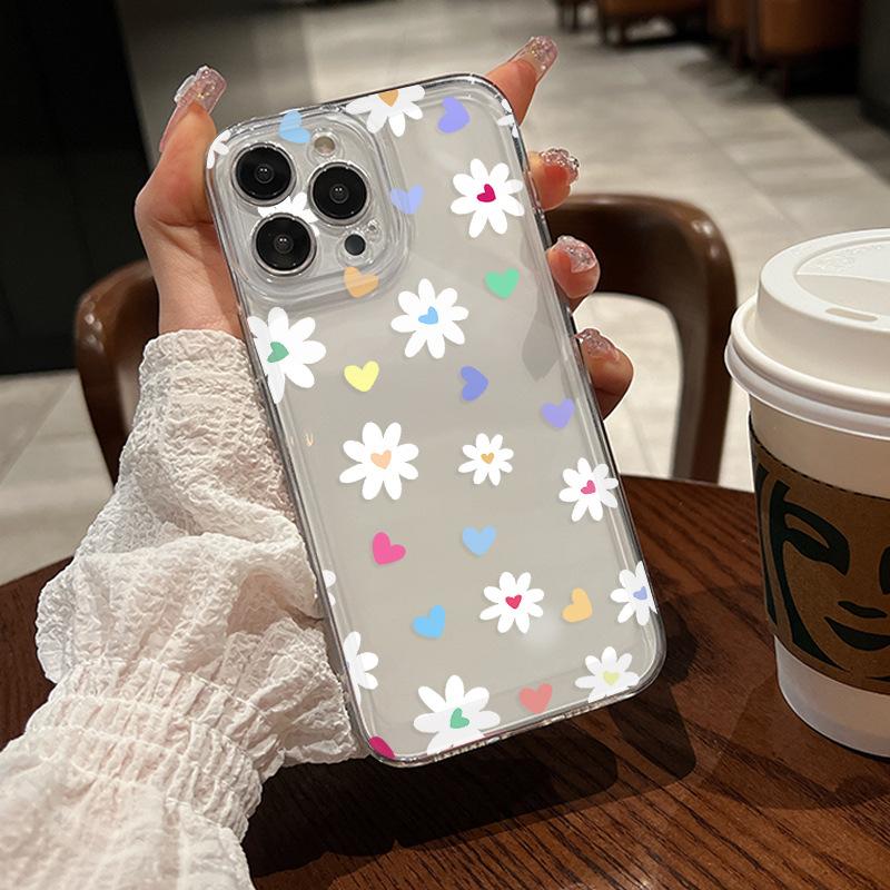 Popular Simple Small Daisy Transparent Mobile Phone Case Supports OEM Apple 17 Low-cost Supply Protective Case
