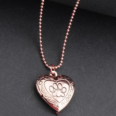 Heart Shaped Charms Pendant Photo Lockets DIY Necklace for Women Girls Gifts - Rose Gold