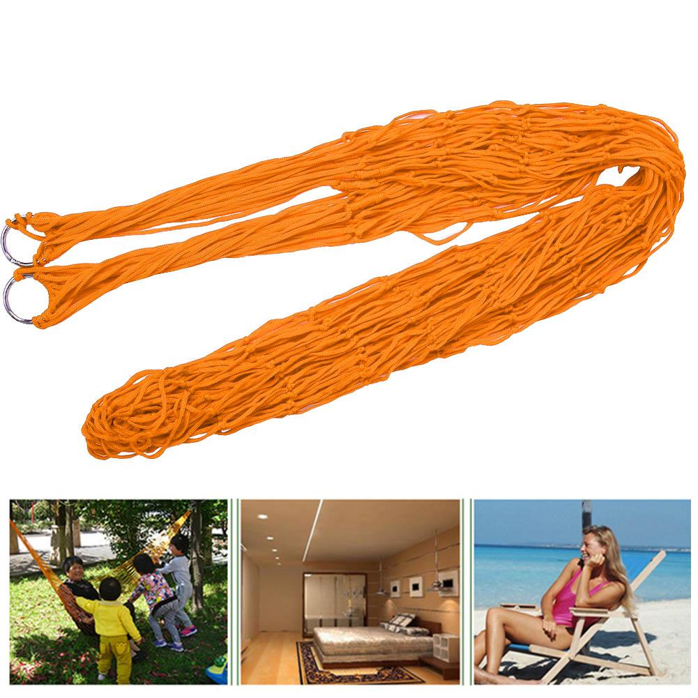Comfortable Double Swing Hanging Bed Nylon Mesh Hammock for Outdoor Camping(orange)
